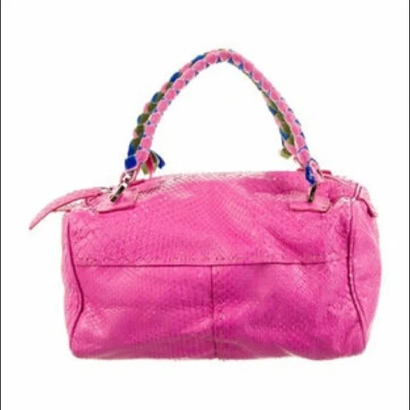 MALO designer mini handbag in bright pink with velvet woven straps - Picture 10 of 10